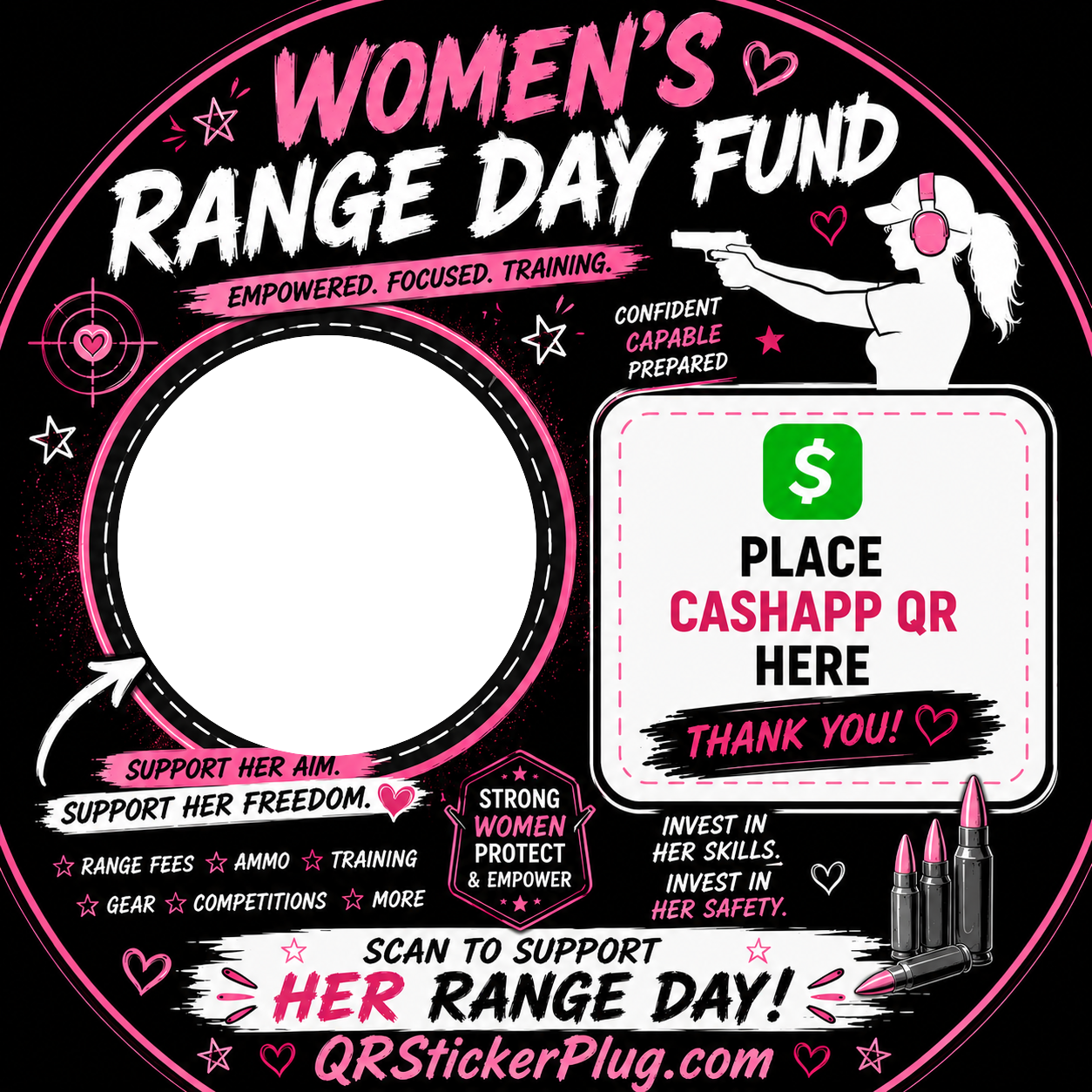 Women’s Range Day Fund Custom QR Sticker