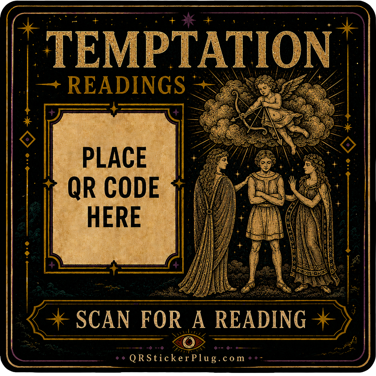 Temptation Tarot Card QR Sticker