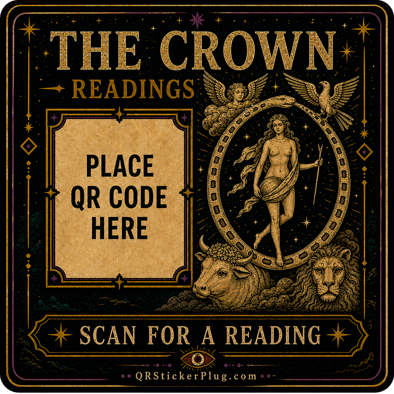 The Crown Tarot Card QR Sticker