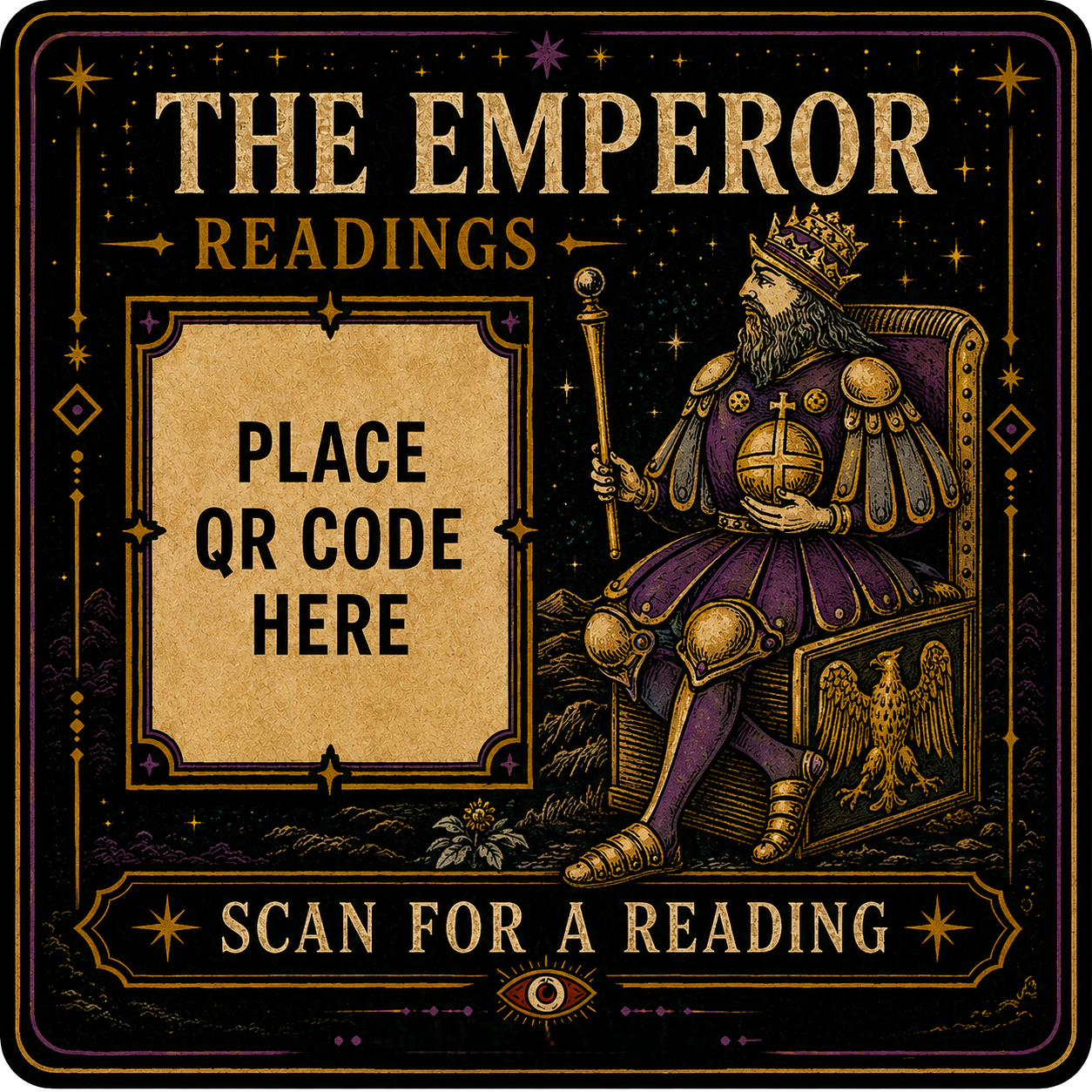 The Emperor Tarot Card QR Sticker