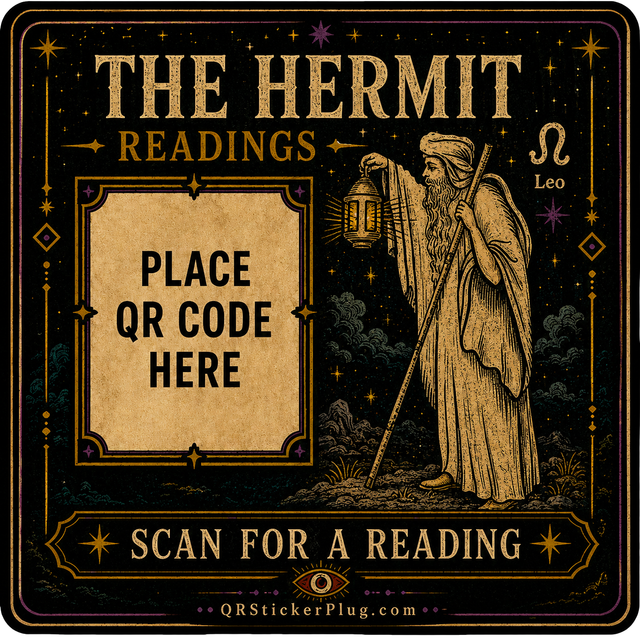The Hermit Tarot Card QR Sticker