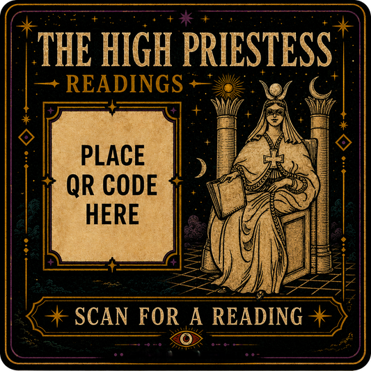 High Priestess Tarot Card QR Sticker (Custom Footer)