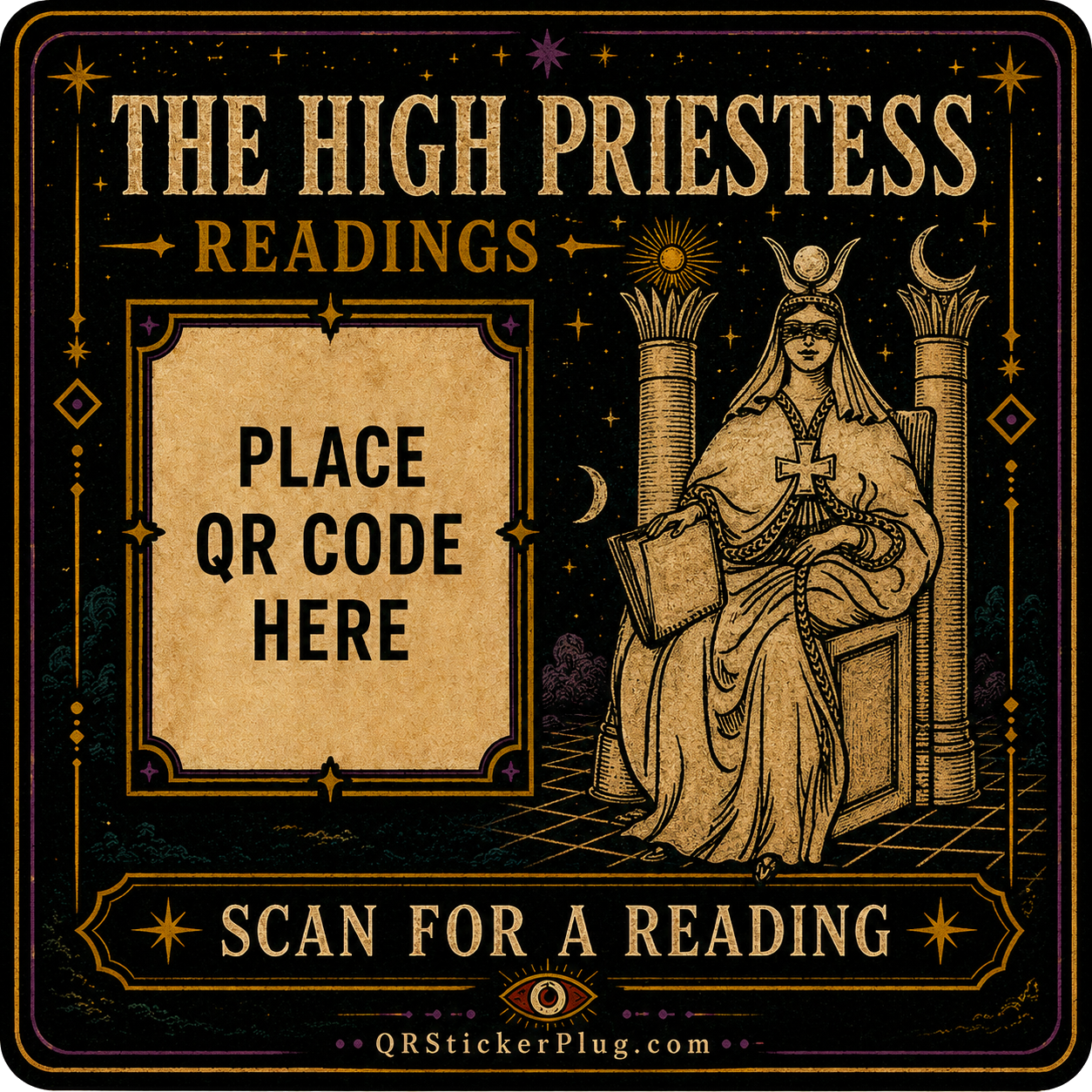 High Priestess Tarot Card QR Sticker