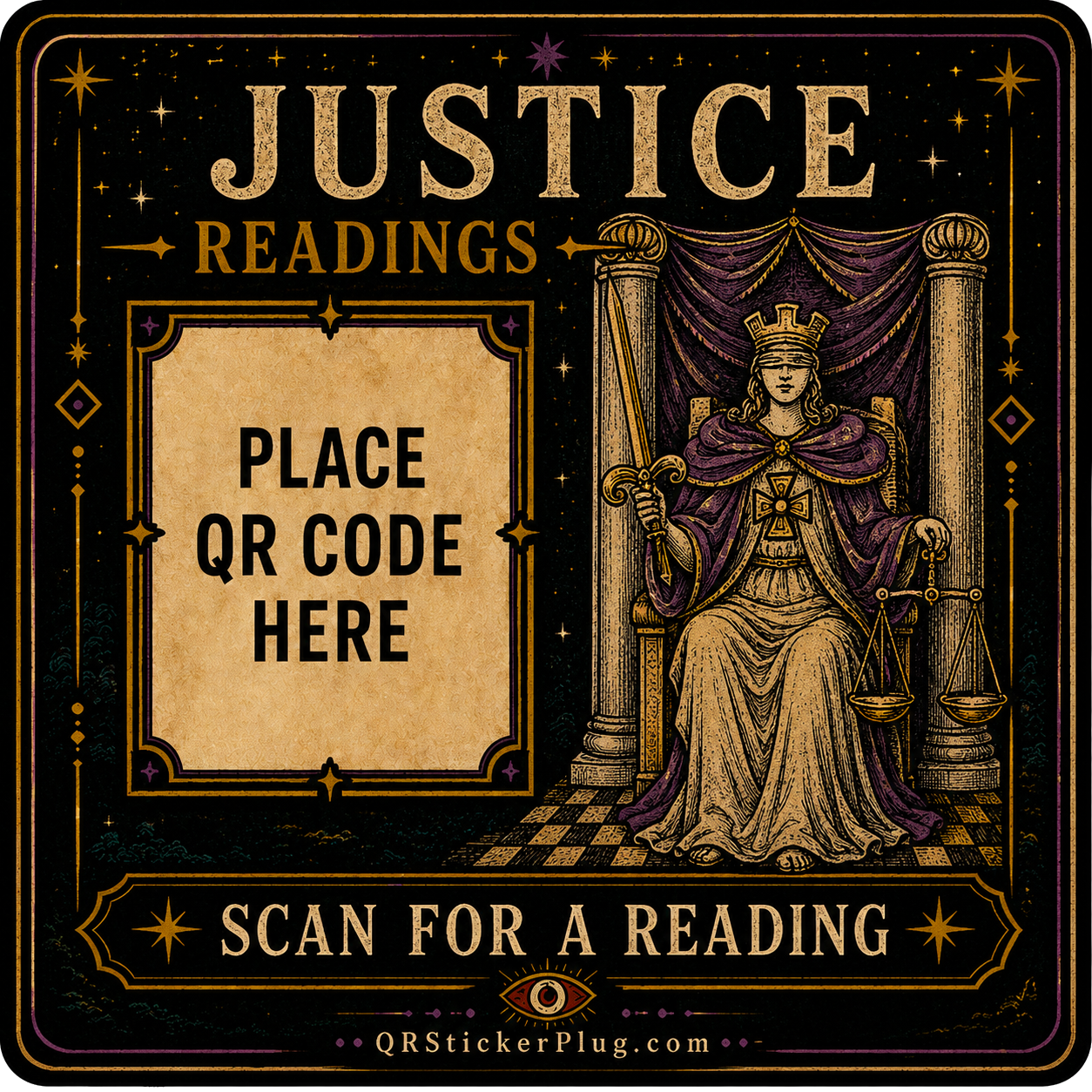 Justice Tarot Card QR Sticker