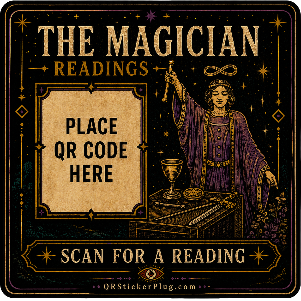 Magician Tarot Card QR Sticker