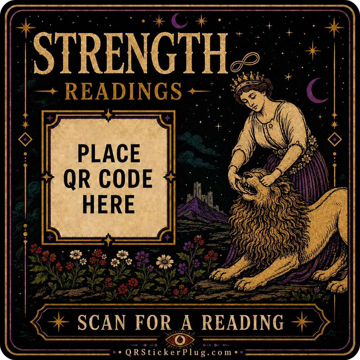 Strength Tarot Card QR Sticker