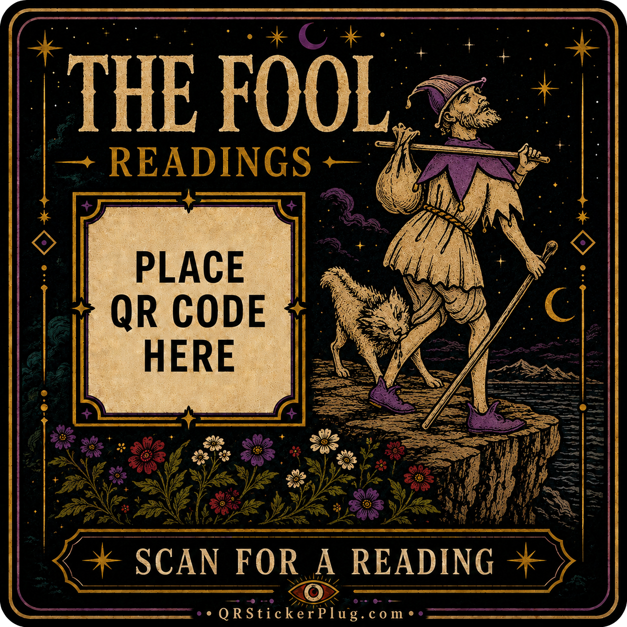 The Fool Tarot Card QR Sticker