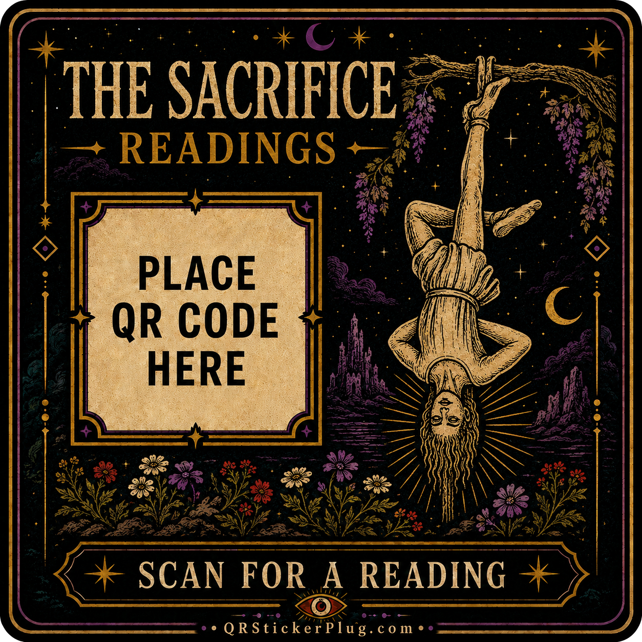 The Sacrifice Tarot Card QR Sticker