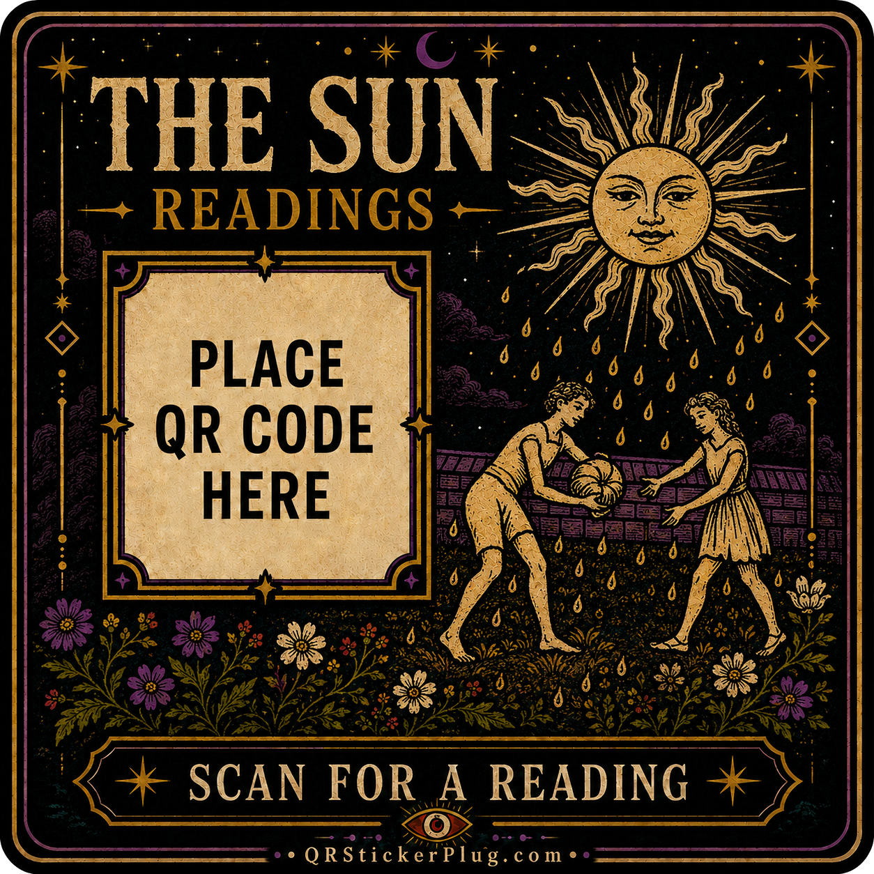 The Sun Tarot Card QR Sticker