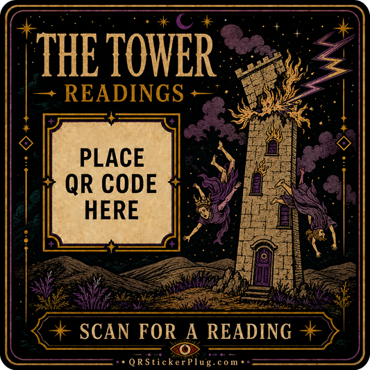 The Tower Tarot Card QR Sticker